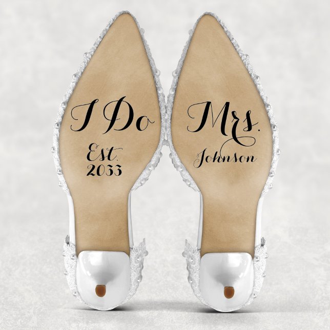 Pegatina Personalizado moderna Sra. Yo Sí Novia Boda Zapato (Modern Custom Mrs I Do Bride Wedding Shoes Decal
)