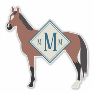 Pegatina Personalizado Monogrammed Bay Akhal Teke Horse Sil