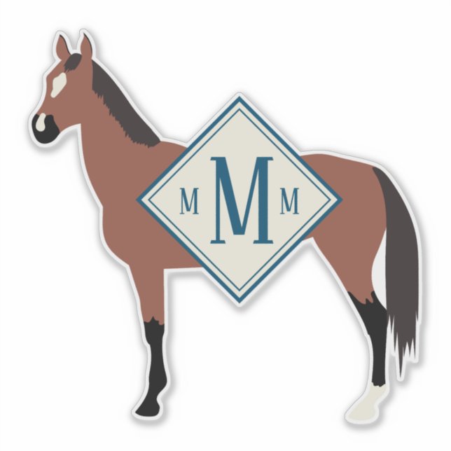 Pegatina Personalizado Monogrammed Bay Akhal Teke Horse Sil (Anverso)