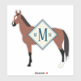 Pegatina Personalizado Monogrammed Bay Akhal Teke Horse Sil
