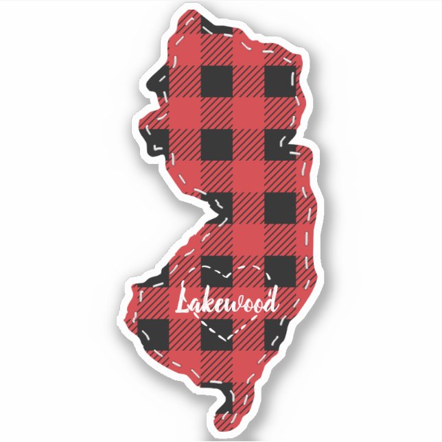 Pegatina Personalizado New Jersey State Hometown Plaid Navi (Anverso)