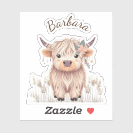 Pegatina Personalizado Nombre Cute Moderno Boho Highland Co