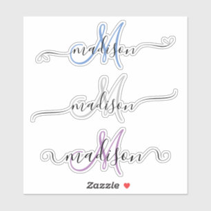 Pegatina Personalizado Nombre manuscrito Monograma caligraf