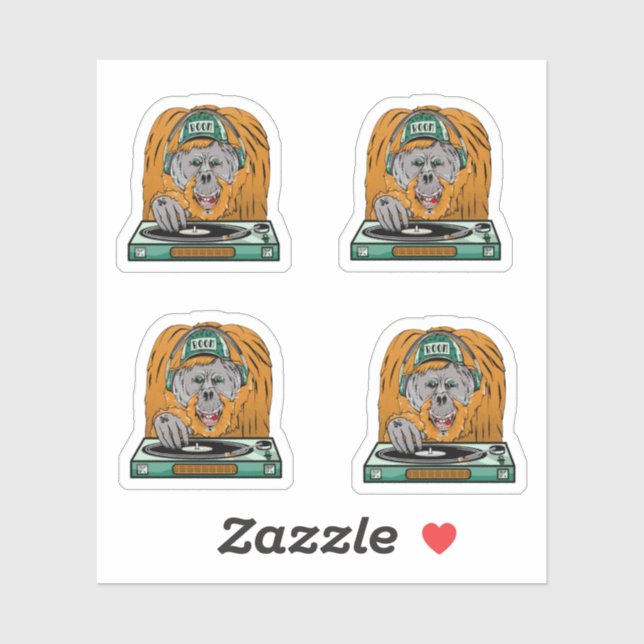 Pegatina Personalizado Orangutan dj (Hoja)