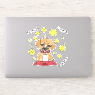 Pegatina Personalizado Pastor de Oro y bolas de tenis