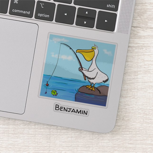 Pegatina Personalizado pelícano de pesca divertida (Detalle)