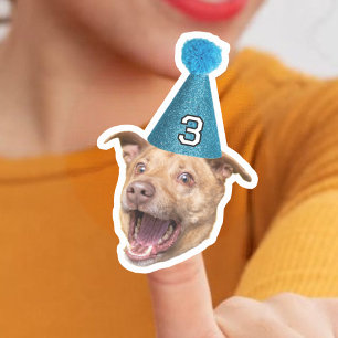 Pegatina Personalizado Perro Face Foto Con Fiesta De Edad G