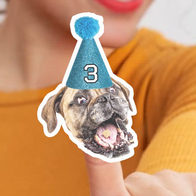Pegatina Personalizado Perro Face Foto Con Fiesta De Edad G (Subido por el creador)