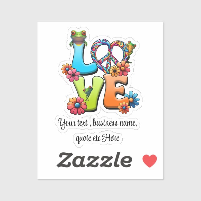 Pegatina Personalizado personaliza hippie de rana boho de p (Hoja)