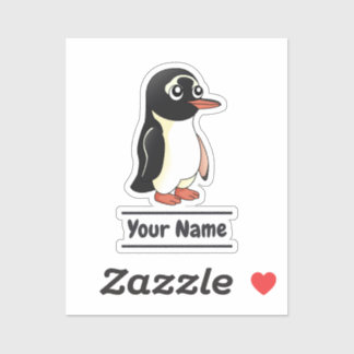 Pegatina Personalizado Pingüino Gentoo con texto personaliz