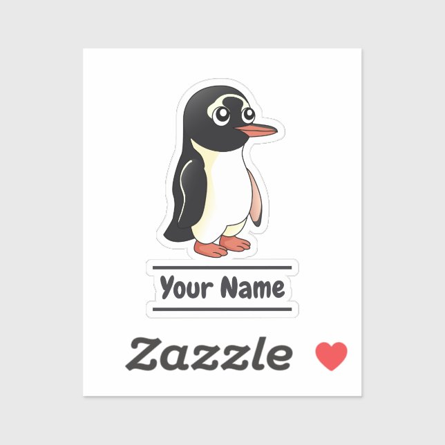 Pegatina Personalizado Pingüino Gentoo con texto personaliz (Hoja)