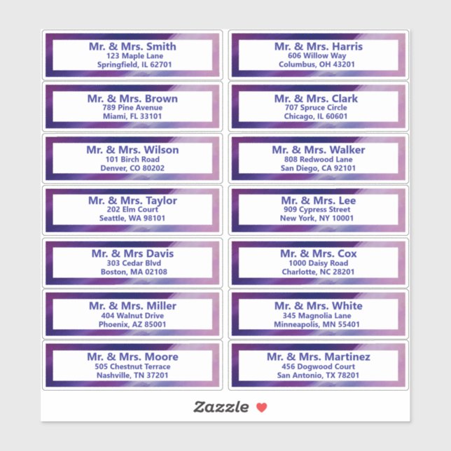Pegatina Personalizado Purple Blue Bar Mitzvah (Hoja)