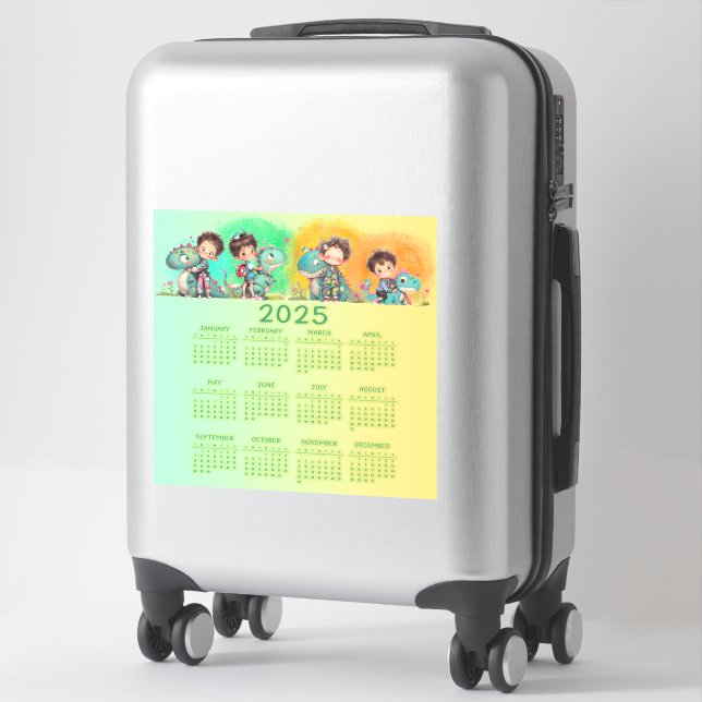 Pegatina Personalizado Quirky Boy & Dinosaur (Maleta)