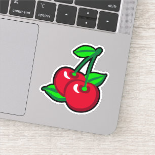 Pegatina Personalizado Red Green Black Cherries Fruto Vecto