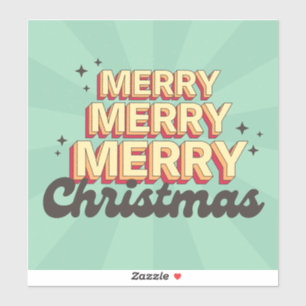 Pegatina Personalizado retro diseño alegre navidad texto