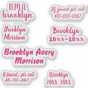 Pegatina Personalizado Rosa 7 Textos Nombre Script Decal Sc