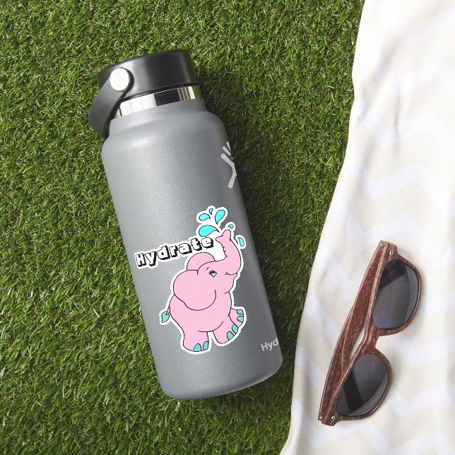 Pegatina Personalizado Rosa Cute Elephant Ducha Botella de  (HydroFlask Insitu)