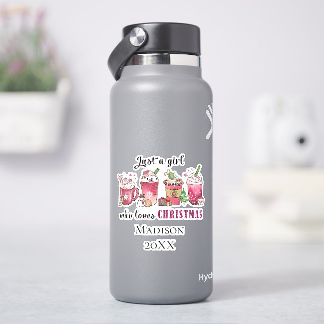 Pegatina Personalizado Solo Chica Que Ama La Navidad De Mod (hidrofrasco)