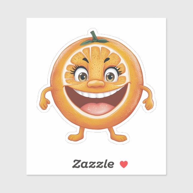 Pegatina Personalizado sonriente lindo Naranja Fruit (Hoja)