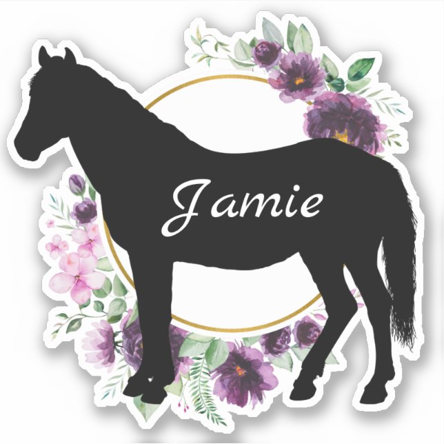 Pegatina Personalizado Texto Caballo Nombre granja de equin (Anverso)