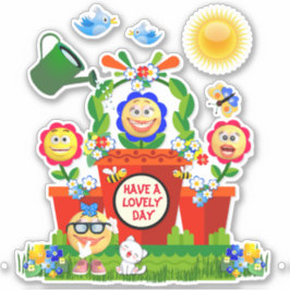 Pegatina Personalizado Texto Flores de Emoji coloridas