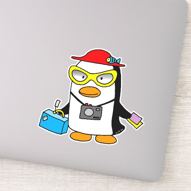 Pegatina personalizado turístico de pingüino divertido (Detalle)