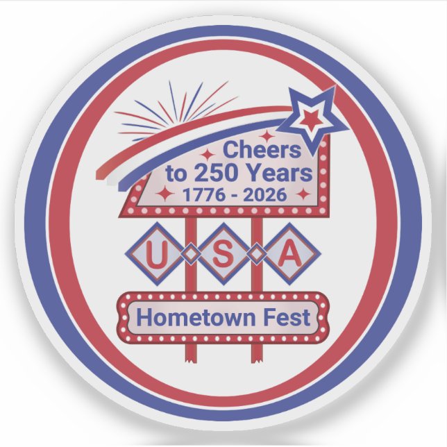 Pegatina Personalizado USA 250–Marquesina Retro Patriótica (Anverso)