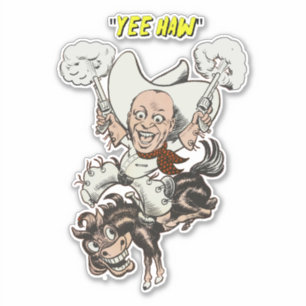 Pegatina Personalizado vaquero disparando pistolas montando