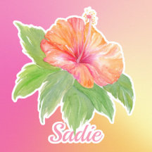 Personalizar Hibisco Flor Tropical Acuarela