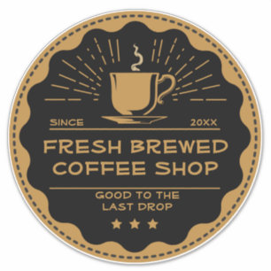 Pegatina Personalizar Taza de Negocio de Café Rústico Frent