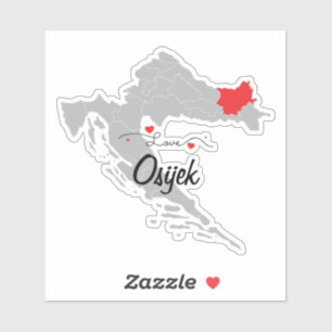 Pegatina Personalize - Mapa de Croacia Condado de Osijek-Ba