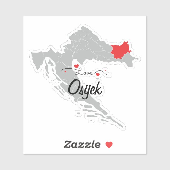 Pegatina Personalize - Mapa de Croacia Condado de Osijek-Ba (Hoja)
