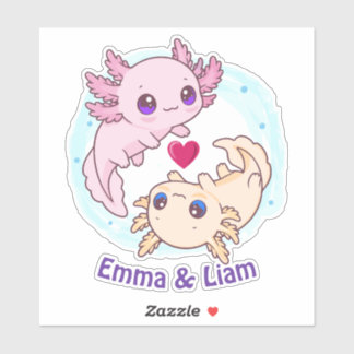 Pegatina Personalized Axolotl Couple Valentine Sticker