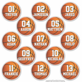 Pegatina personalized basketball stickers for 13 boys girls