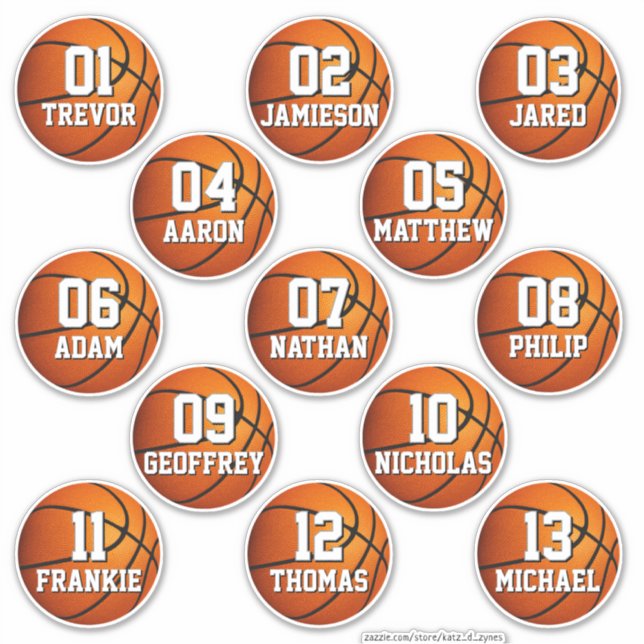 Pegatina personalized basketball stickers for 13 boys girls (Anverso)