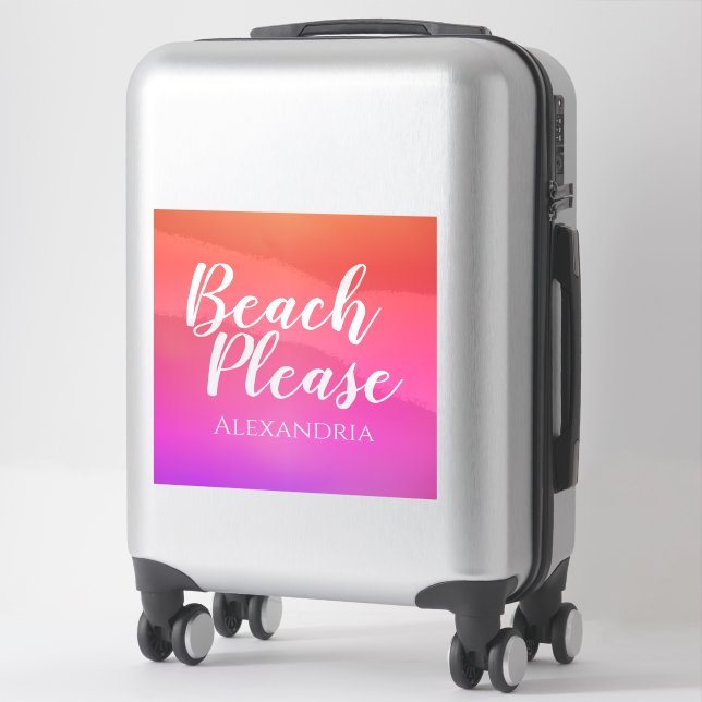 Pegatina Personalized Beach Pink Orange Ombre Luggage (Maleta)