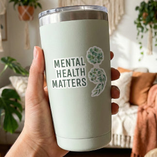Pegatina Personalized Boho Mental Health Semicolon Greenery