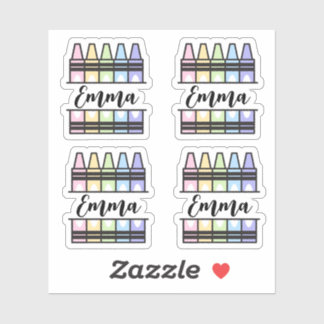 Pegatina Personalized Colorful Crayon Name Sticker