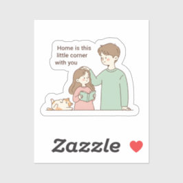 Pegatina Personalized Couple and Pet Family Gifts