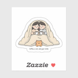 Pegatina Personalized Couple & Cat Lovers Cozy Collection 
