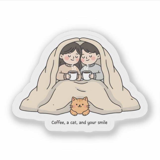 Pegatina Personalized Couple & Cat Lovers Cozy Collection  (Anverso)