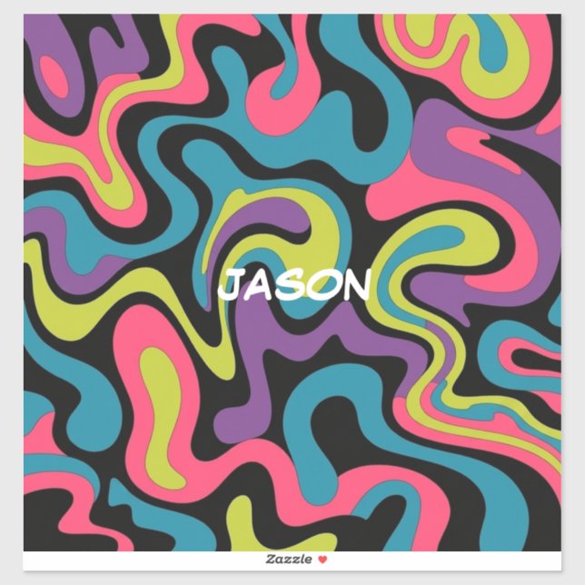 Pegatina Personalized Neon Abstract Pattern — Retro Design (Hoja)