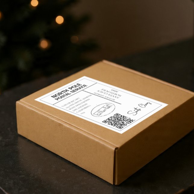 Pegatina Personalized Santa Address Labels (Personalized Santa Address Labels by Ricaso, set of two with individual name/address and QR code)