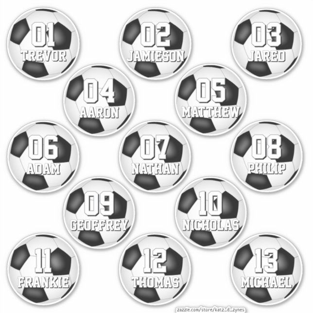 Pegatina personalized soccer stickers for 13 boys girls (Anverso)