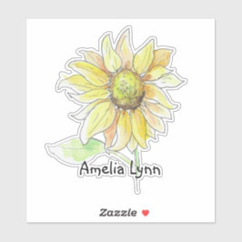 Pegatina Personalized Watercolor Sunflower
