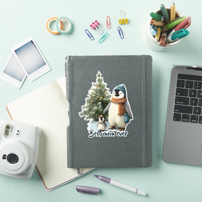 Pegatina Personalized Winter Penguin “Best Mom Ever” (Funda para iPad)