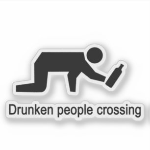 Pegatina Personas borrachas cruzando ⚠ Rótulo tailandés ⚠