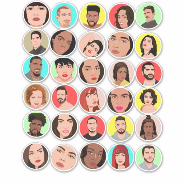 Pegatina Personas personalizados enfrentan collage de arte  (Anverso)