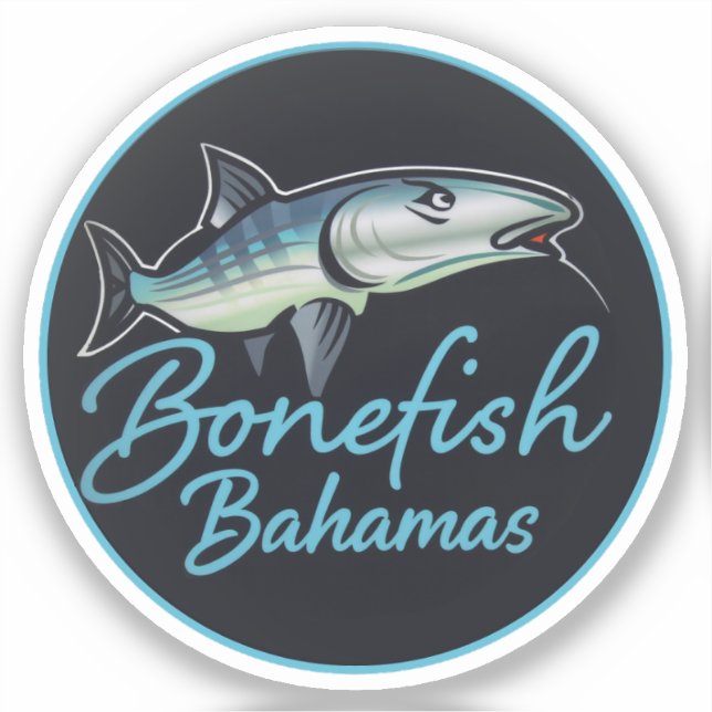 Pegatina pesca de hueso en las Bahamas (Anverso)