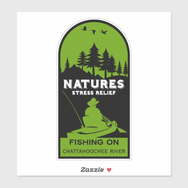 Pegatina Pesca estadounidense de Kayak (Hoja)